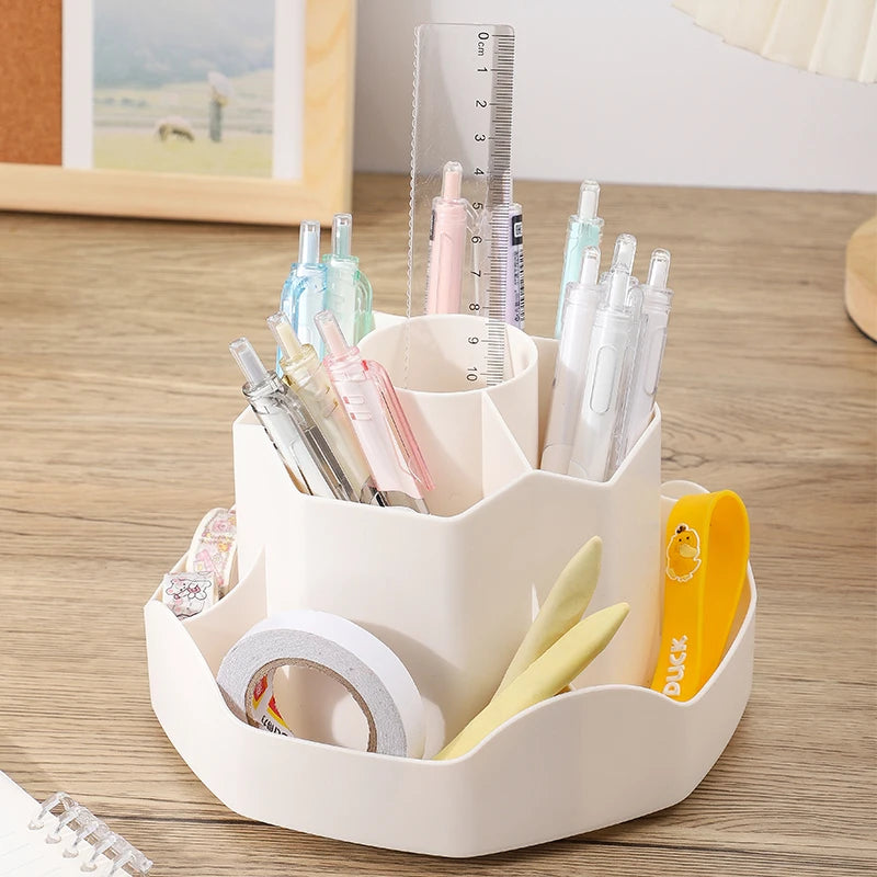 Large Capacity Plastic Rotating Pen Holder Storage Box