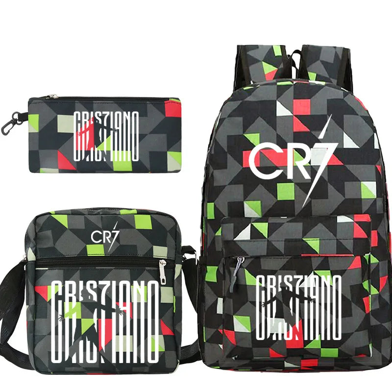 3pcs CR7 Backpacks Simple Style Lightweight