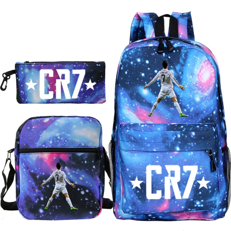 3pcs CR7 Backpacks Simple Style Lightweight