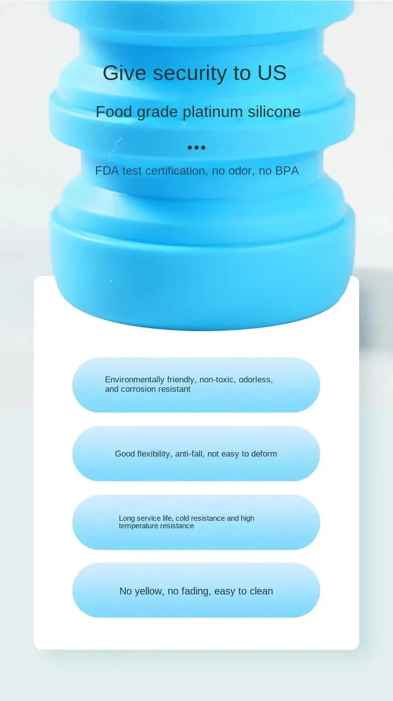 Collapsible Silicone Water Bottle – BPA-Free, Space-Saving, Reusable & Travel-Friendly Design