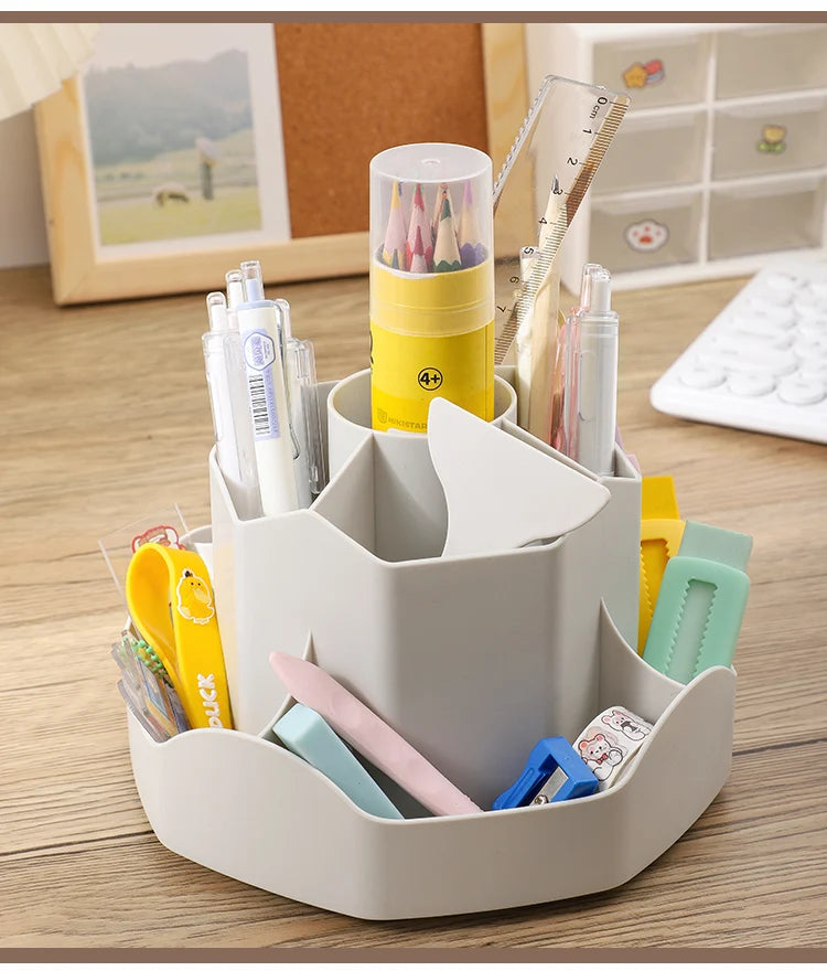 Large Capacity Plastic Rotating Pen Holder Storage Box