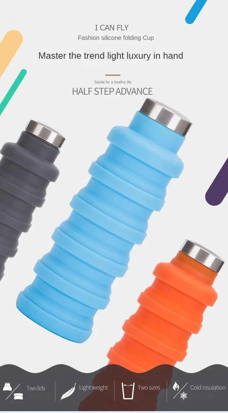 Collapsible Silicone Water Bottle – BPA-Free, Space-Saving, Reusable & Travel-Friendly Design