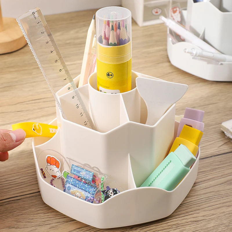 Large Capacity Plastic Rotating Pen Holder Storage Box