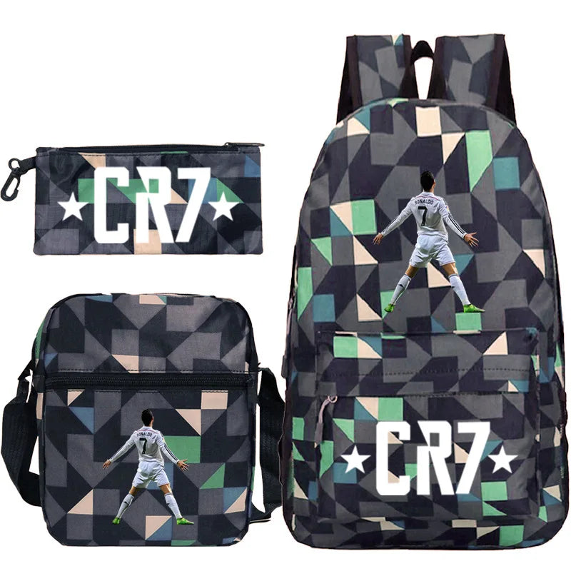 3pcs CR7 Backpacks Simple Style Lightweight