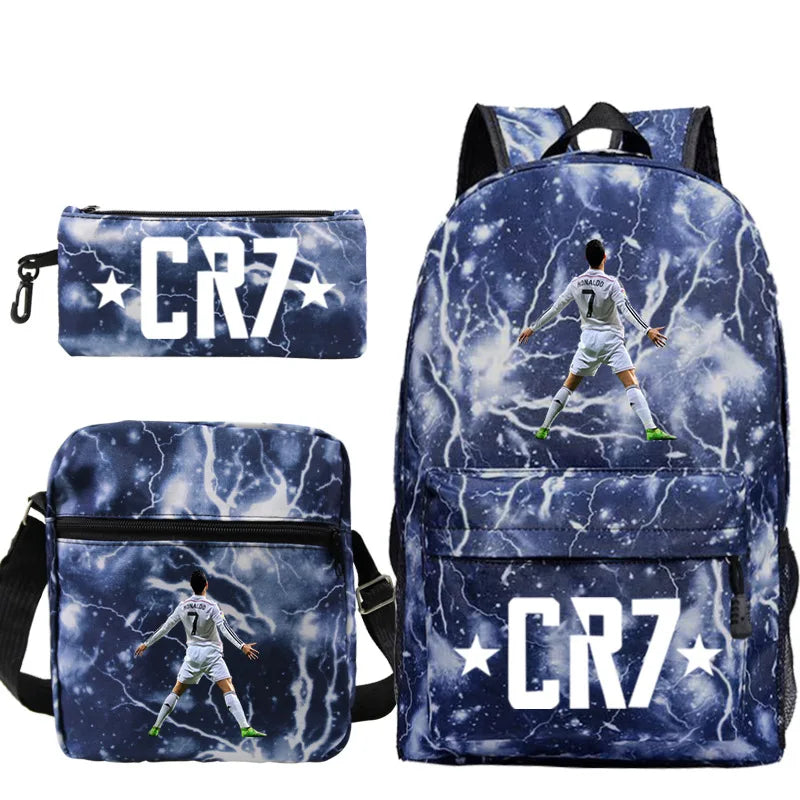 3pcs CR7 Backpacks Simple Style Lightweight