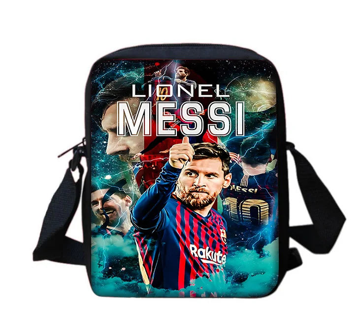 Football Star Child School Backpack With Shoulder Bag Pencil Bags