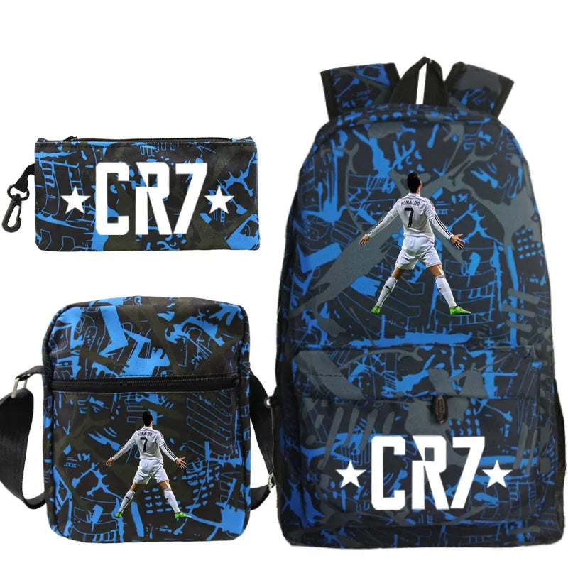 3pcs CR7 Backpacks Simple Style Lightweight