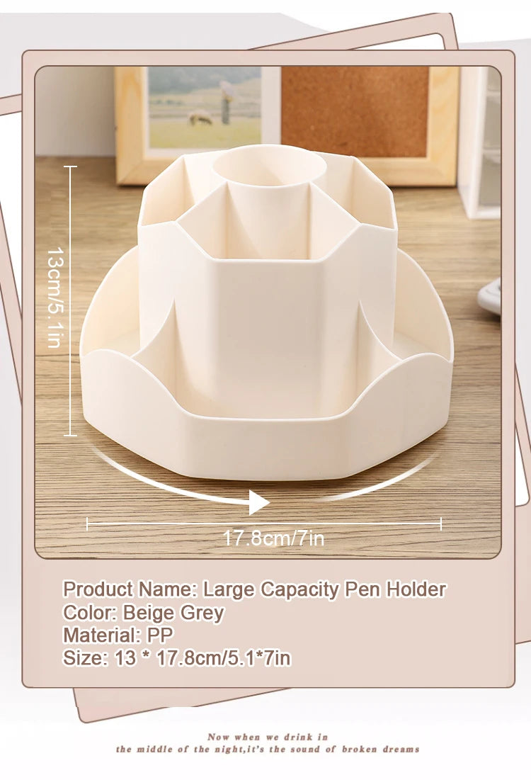 Large Capacity Plastic Rotating Pen Holder Storage Box