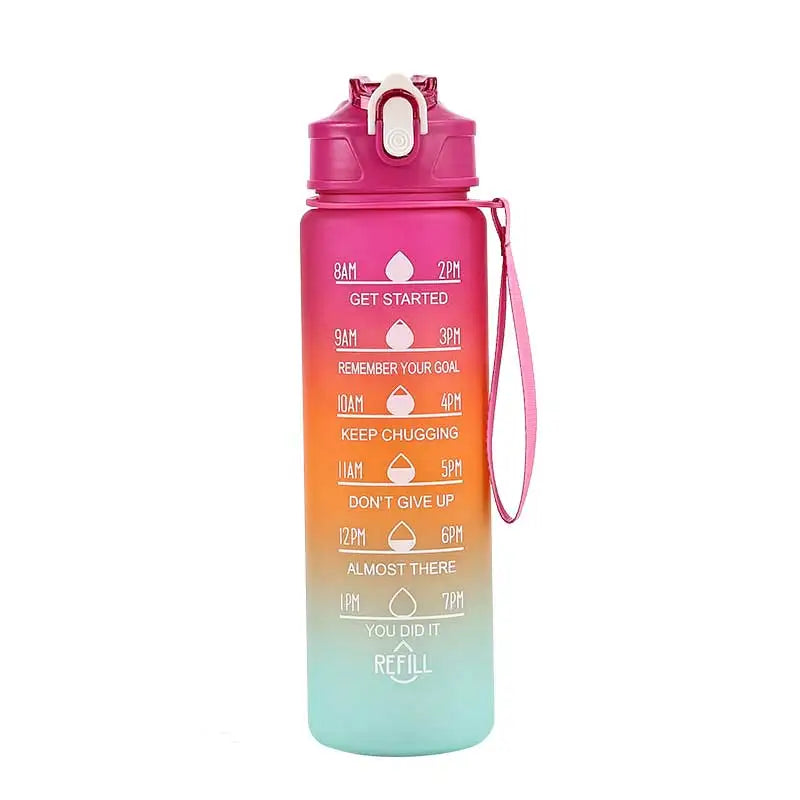 Motivational Time-Marked Sports Water Bottle – BPA-Free, Leak-Proof & Portable with Straw Lid