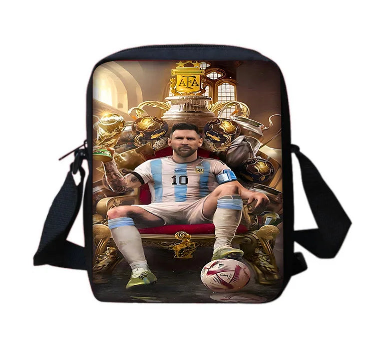 Football Star Child School Backpack With Shoulder Bag Pencil Bags