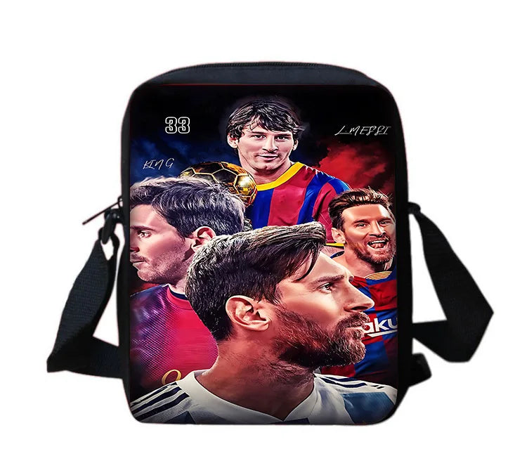 Football Star Child School Backpack With Shoulder Bag Pencil Bags
