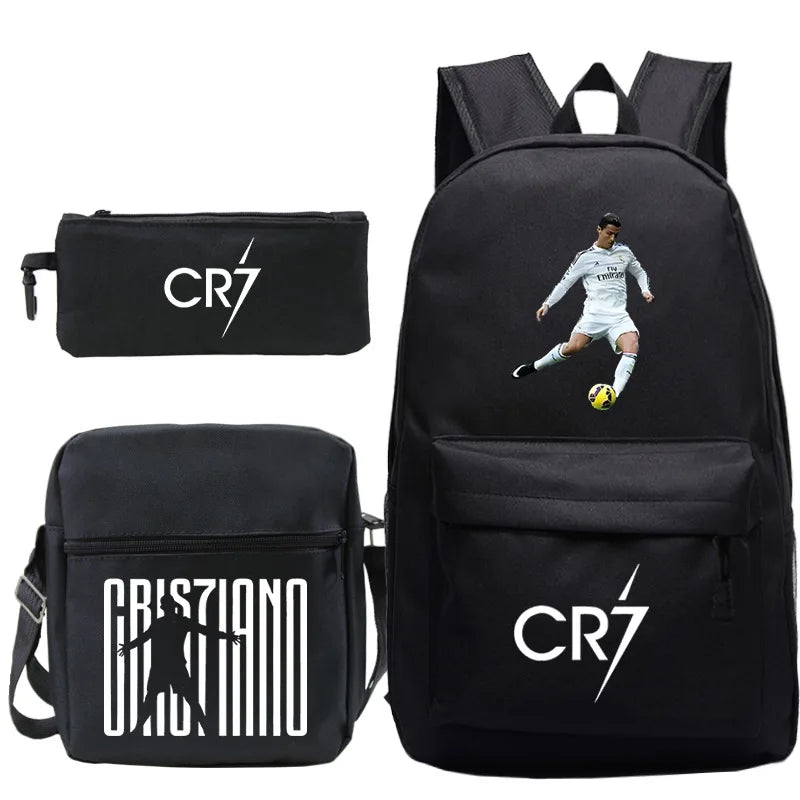 3pcs CR7 Backpacks Simple Style Lightweight