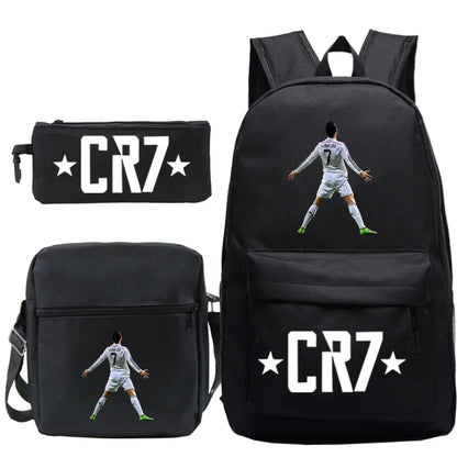 3pcs CR7 Backpacks Simple Style Lightweight