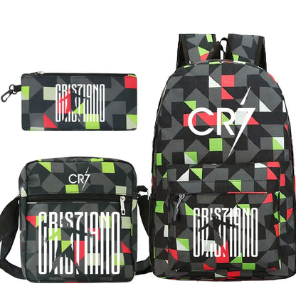 3pcs CR7 Backpacks Simple Style Lightweight
