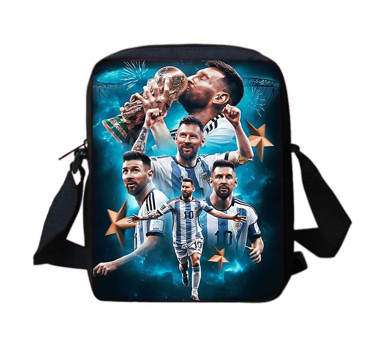 Football Star Child School Backpack With Shoulder Bag Pencil Bags