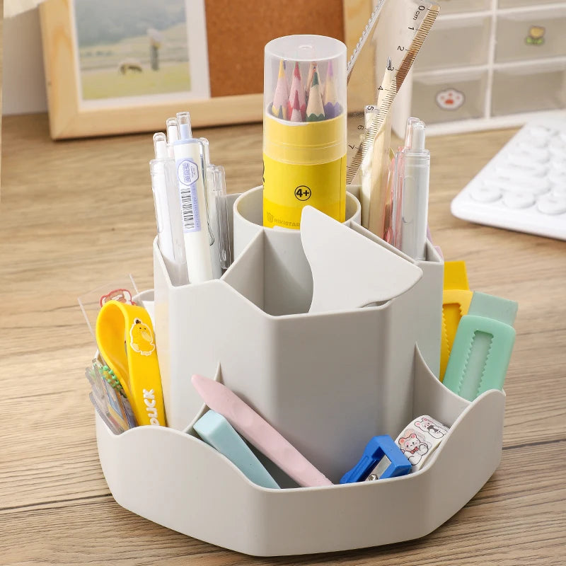 Large Capacity Plastic Rotating Pen Holder Storage Box