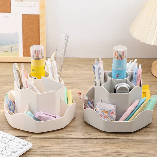 Large Capacity Plastic Rotating Pen Holder Storage Box