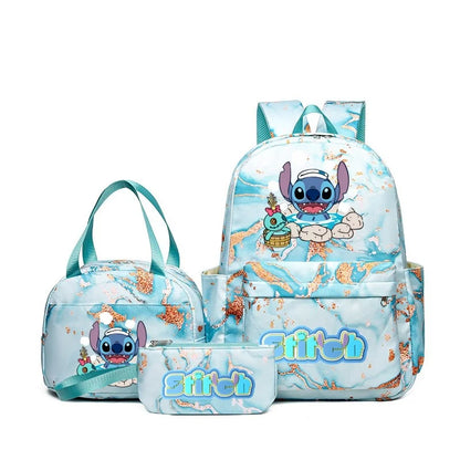 3Pcs Stitch Print Backpack Set With Tote and Pouch