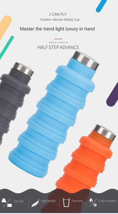 Collapsible Silicone Water Bottle – BPA-Free, Space-Saving, Reusable & Travel-Friendly Design
