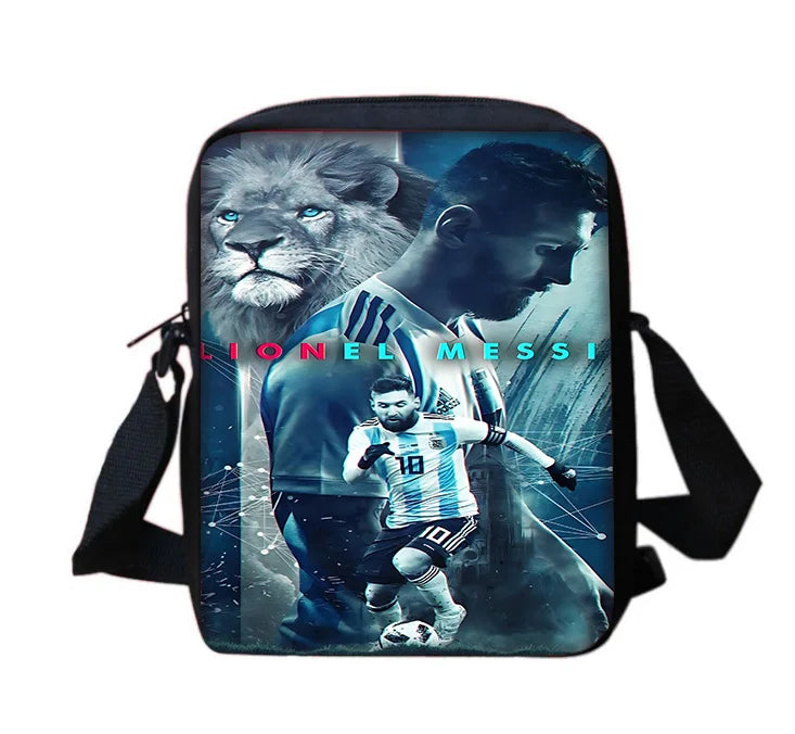 Football Star Child School Backpack With Shoulder Bag Pencil Bags