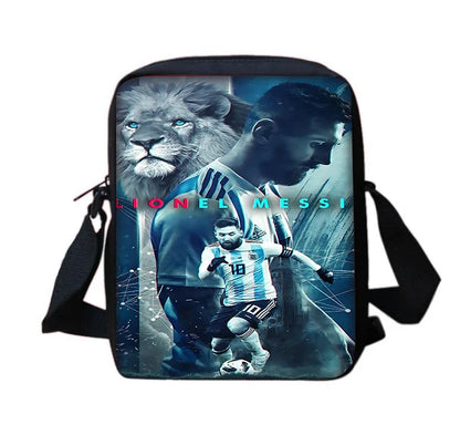 Football Star Child School Backpack With Shoulder Bag Pencil Bags