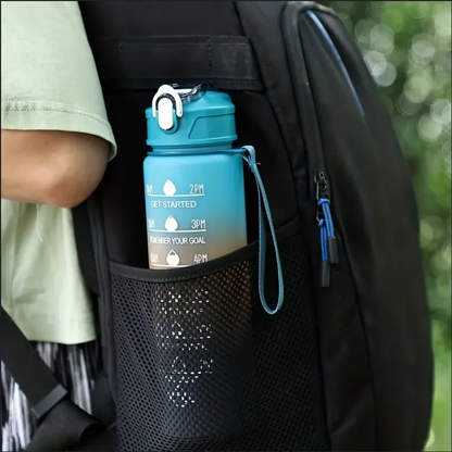 Motivational Time-Marked Sports Water Bottle – BPA-Free, Leak-Proof & Portable with Straw Lid