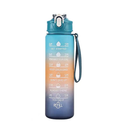 Motivational Time-Marked Sports Water Bottle – BPA-Free, Leak-Proof & Portable with Straw Lid