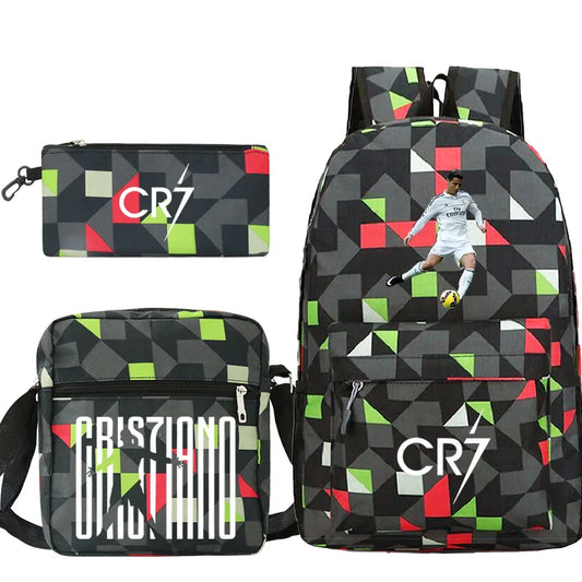 3pcs CR7 Backpacks Simple Style Lightweight