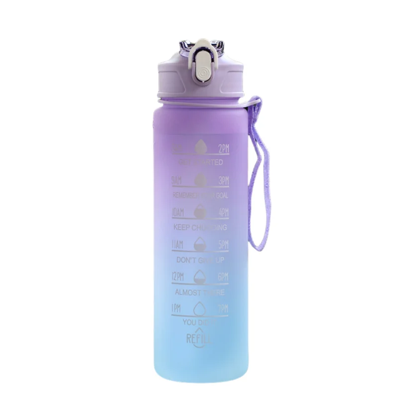 Motivational Time-Marked Sports Water Bottle – BPA-Free, Leak-Proof & Portable with Straw Lid