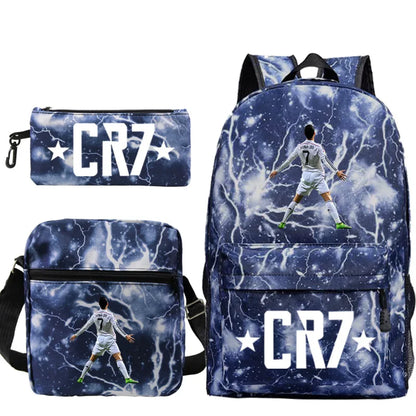 3pcs CR7 Backpacks Simple Style Lightweight