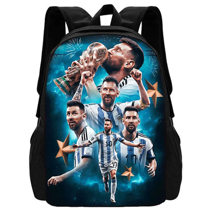 Football Star Child School Backpack With Shoulder Bag Pencil Bags