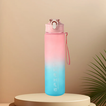 Motivational Time-Marked Sports Water Bottle – BPA-Free, Leak-Proof & Portable with Straw Lid