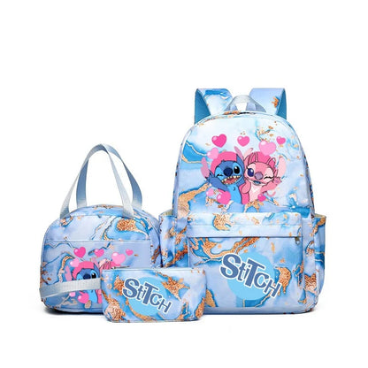 3Pcs Stitch Print Backpack Set With Tote and Pouch