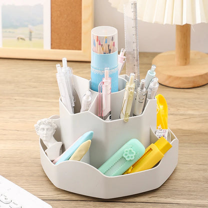 Large Capacity Plastic Rotating Pen Holder Storage Box