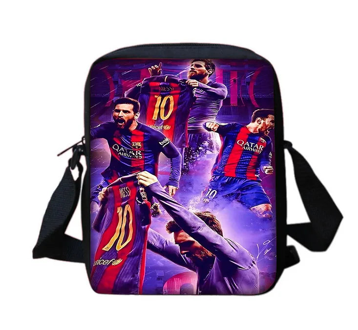 Football Star Child School Backpack With Shoulder Bag Pencil Bags