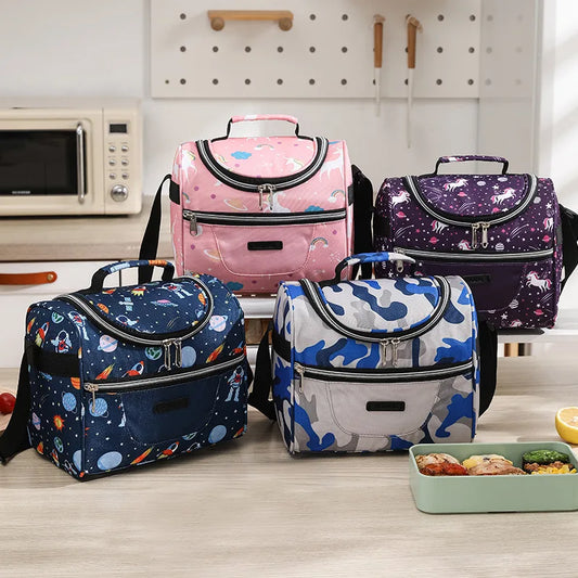 Lunch Bags Portable Outdoor Picnic Office School Insulation Bag with Shoulder Strap