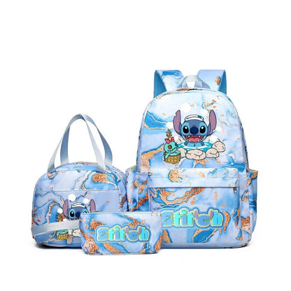 3Pcs Stitch Print Backpack Set With Tote and Pouch