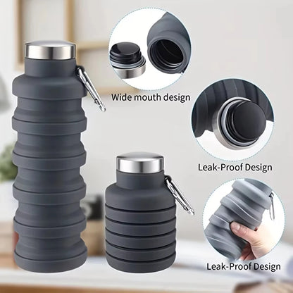 Collapsible Silicone Water Bottle – BPA-Free, Space-Saving, Reusable & Travel-Friendly Design