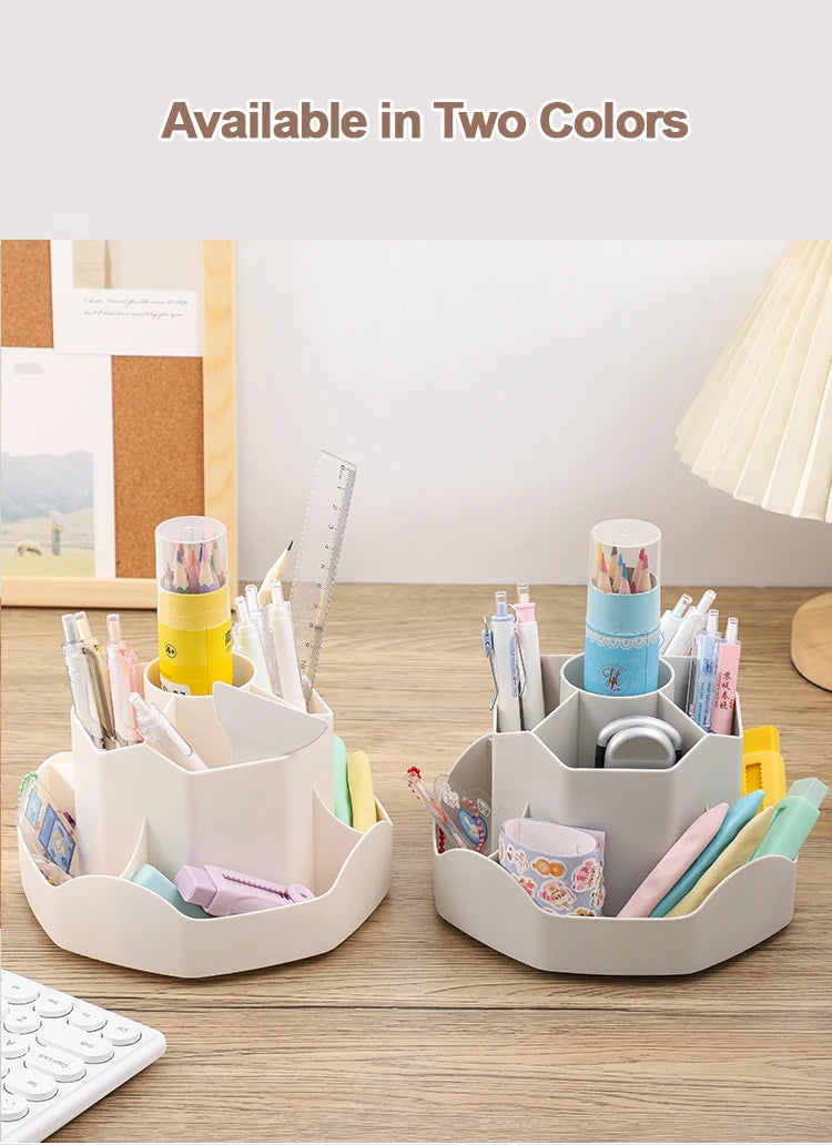 Large Capacity Plastic Rotating Pen Holder Storage Box