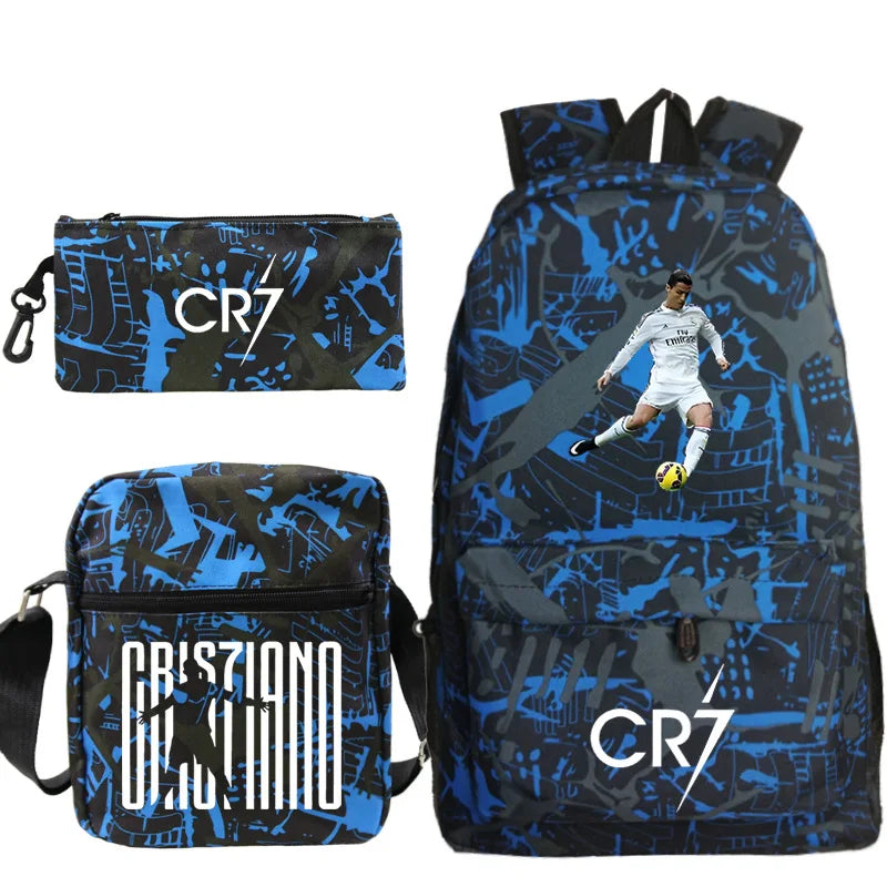 3pcs CR7 Backpacks Simple Style Lightweight