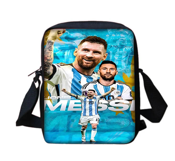 Football Star Child School Backpack With Shoulder Bag Pencil Bags