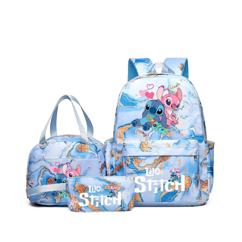 3Pcs Stitch Print Backpack Set With Tote and Pouch