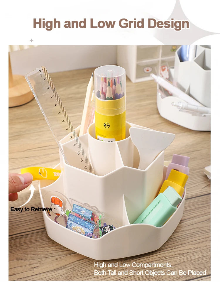 Large Capacity Plastic Rotating Pen Holder Storage Box