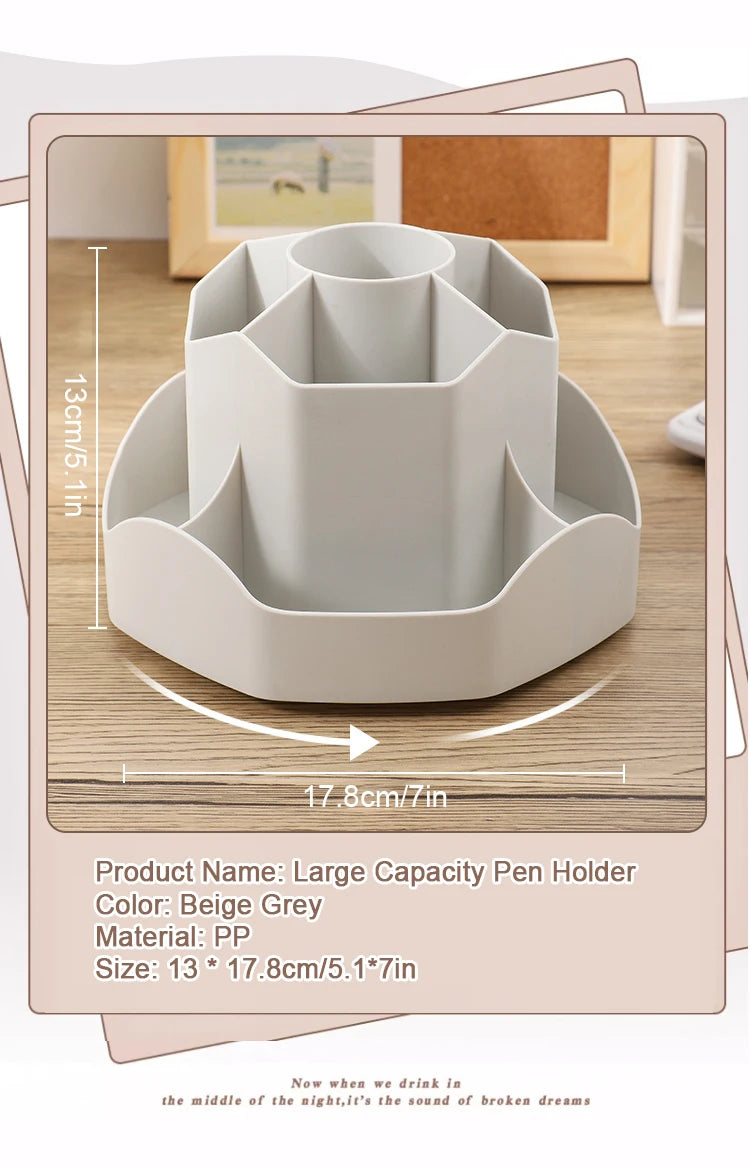 Large Capacity Plastic Rotating Pen Holder Storage Box