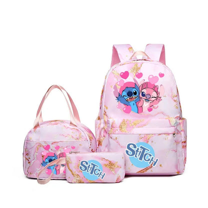 3Pcs Stitch Print Backpack Set With Tote and Pouch