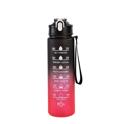 Motivational Time-Marked Sports Water Bottle – BPA-Free, Leak-Proof & Portable with Straw Lid