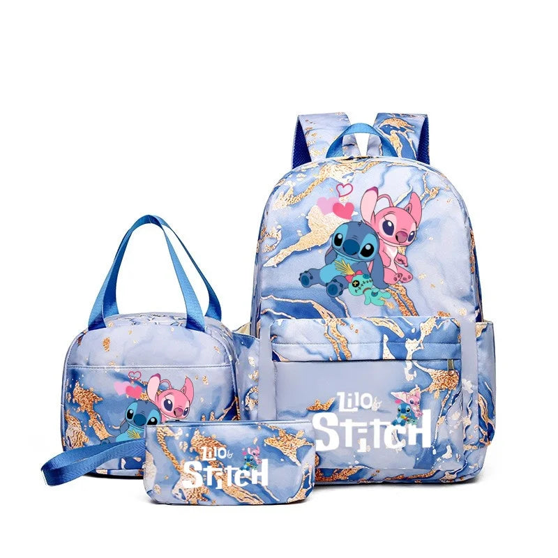 3Pcs Stitch Print Backpack Set With Tote and Pouch