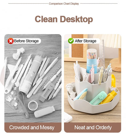 Large Capacity Plastic Rotating Pen Holder Storage Box